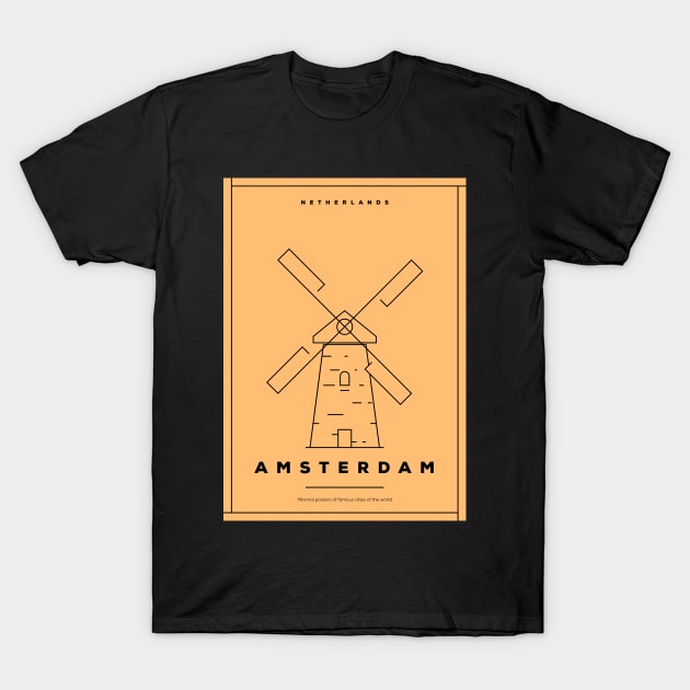 Amsterdam Minimal Poster T-Shirt by kursatunsal